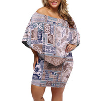 Aloha Hawaii Pastel Christmas Patchwork Family Matching Off Shoulder Short Dress and Hawaiian Shirt Rustic Style - Polynesian Pride