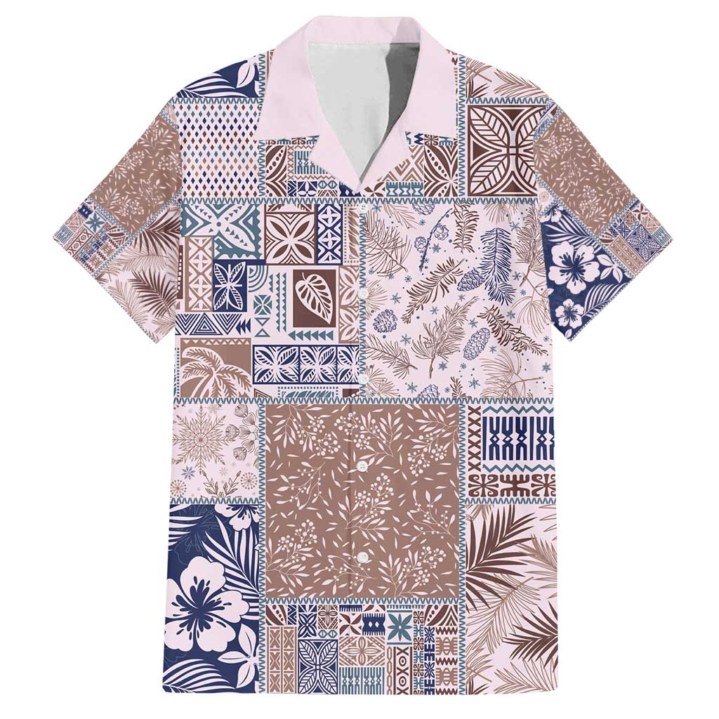 Aloha Hawaii Pastel Christmas Patchwork Family Matching Puletasi and Hawaiian Shirt Rustic Style - Polynesian Pride