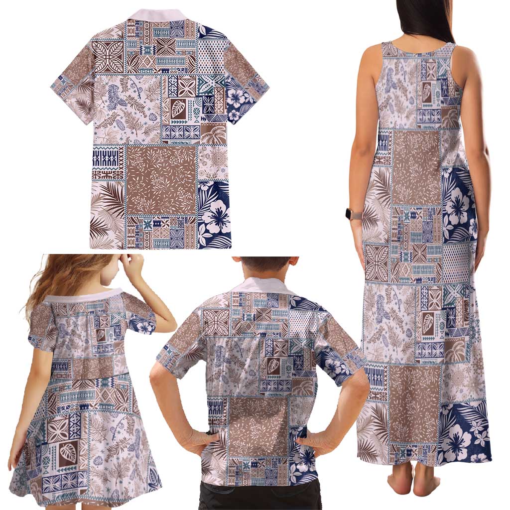 Aloha Hawaii Pastel Christmas Patchwork Family Matching Tank Maxi Dress and Hawaiian Shirt Rustic Style - Polynesian Pride