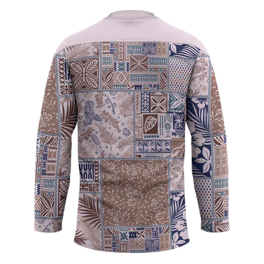 Aloha Hawaii Pastel Christmas Patchwork Hockey Jersey Rustic Style - Polynesian Pride