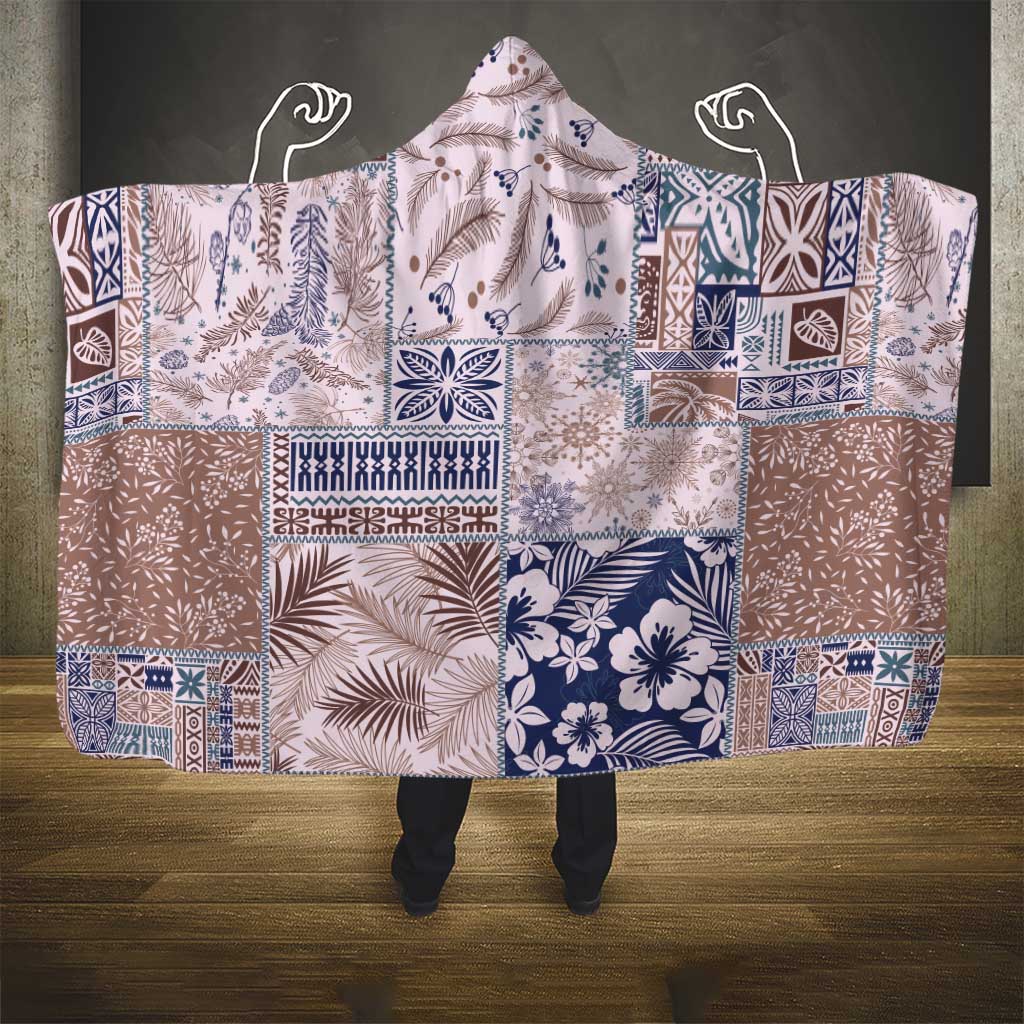 Aloha Hawaii Pastel Christmas Patchwork Hooded Blanket Rustic Style - Polynesian Pride
