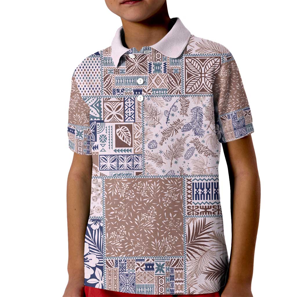 Aloha Hawaii Pastel Christmas Patchwork Kid Polo Shirt Rustic Style - Polynesian Pride