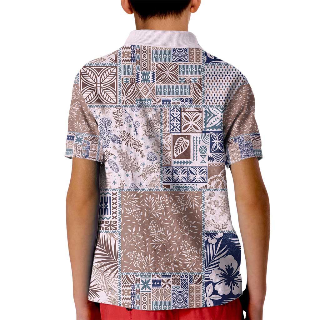Aloha Hawaii Pastel Christmas Patchwork Kid Polo Shirt Rustic Style - Polynesian Pride
