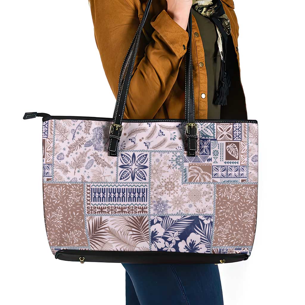 Aloha Hawaii Pastel Christmas Patchwork Leather Tote Bag Rustic Style LT7 - Polynesian Pride