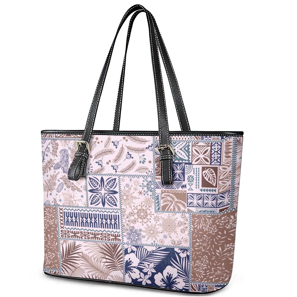 Aloha Hawaii Pastel Christmas Patchwork Leather Tote Bag Rustic Style LT7 - Polynesian Pride