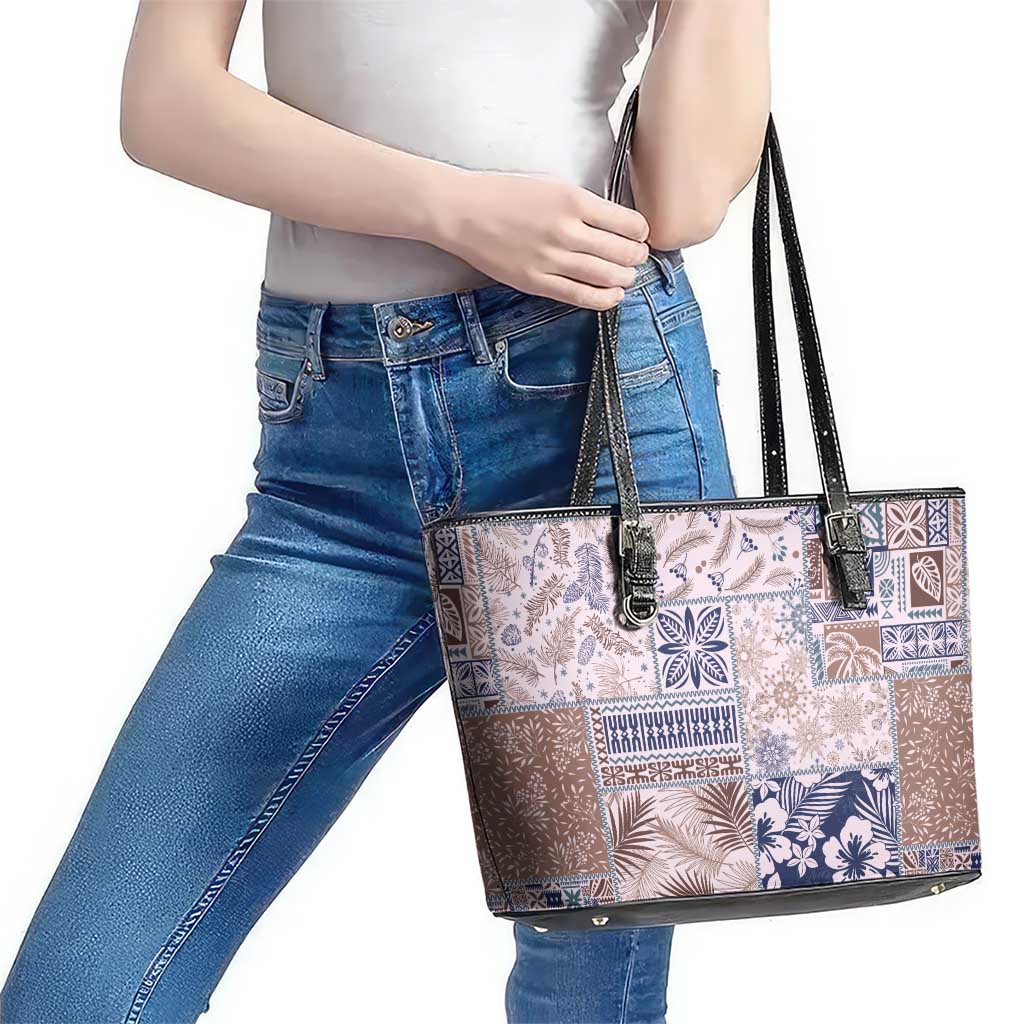 Aloha Hawaii Pastel Christmas Patchwork Leather Tote Bag Rustic Style LT7 - Polynesian Pride