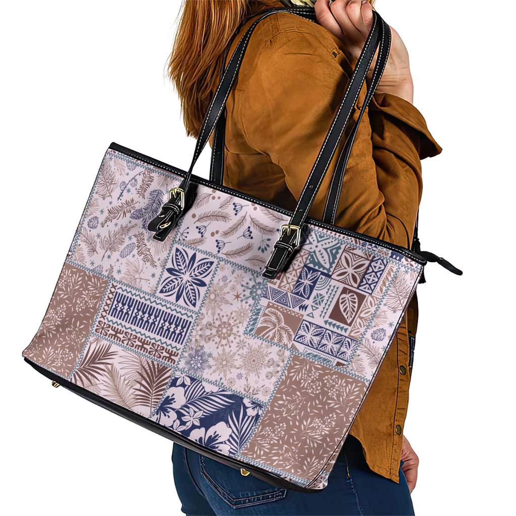 Aloha Hawaii Pastel Christmas Patchwork Leather Tote Bag Rustic Style LT7 - Polynesian Pride
