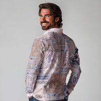 Aloha Hawaii Pastel Christmas Patchwork Long Sleeve Polo Shirt Rustic Style - Polynesian Pride