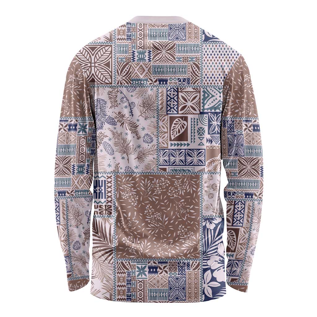 Aloha Hawaii Pastel Christmas Patchwork Long Sleeve Shirt Rustic Style - Polynesian Pride