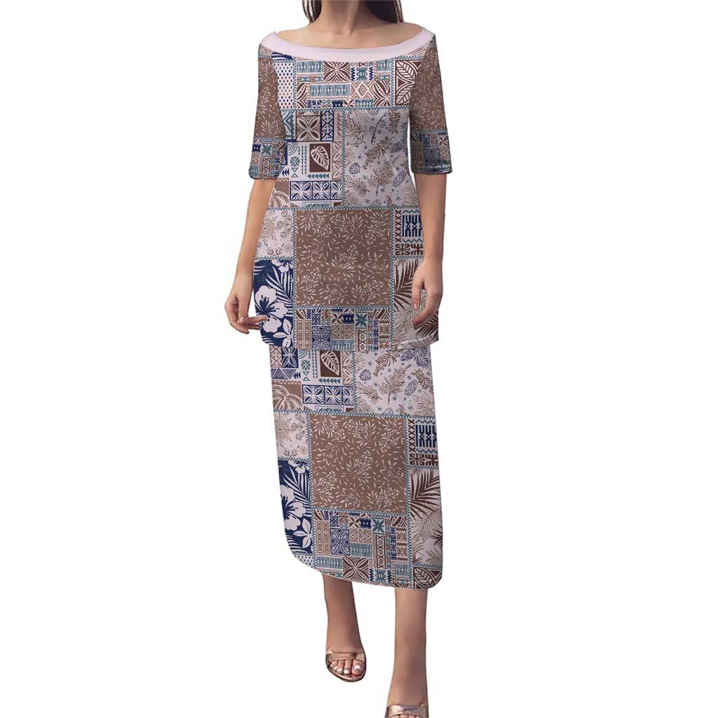 Aloha Hawaii Pastel Christmas Patchwork Puletasi Rustic Style - Polynesian Pride