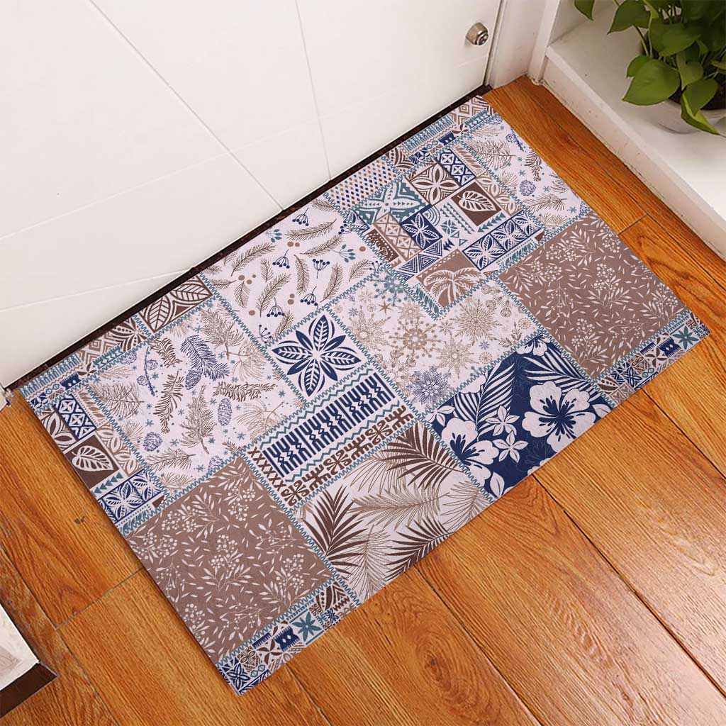 Aloha Hawaii Pastel Christmas Patchwork Rubber Doormat Rustic Style - Polynesian Pride