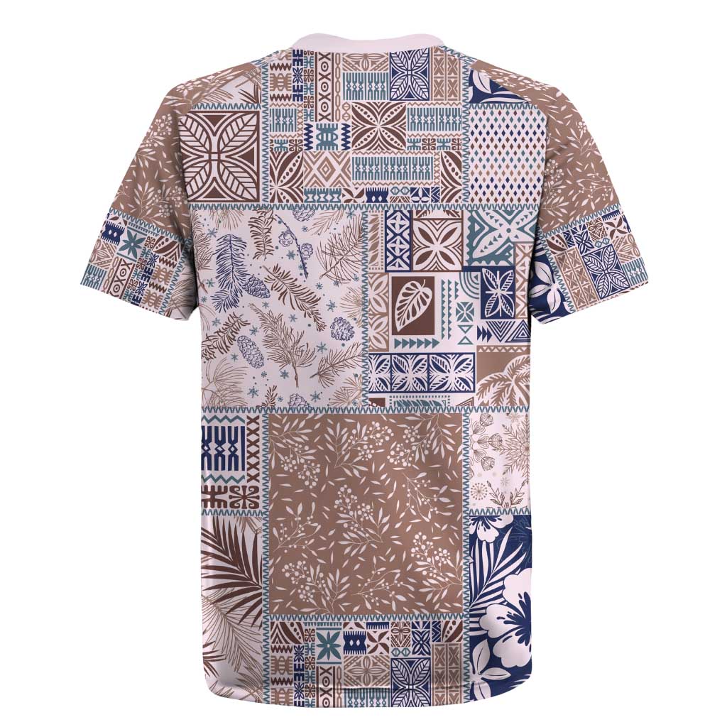 Aloha Hawaii Pastel Christmas Patchwork Rugby Jersey Rustic Style - Polynesian Pride