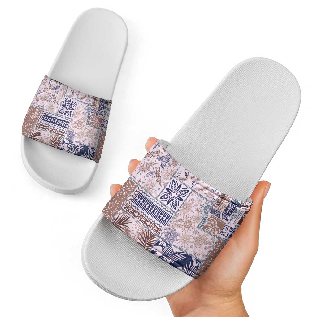 Aloha Hawaii Pastel Christmas Patchwork Slide Sandals Rustic Style LT7 - Polynesian Pride