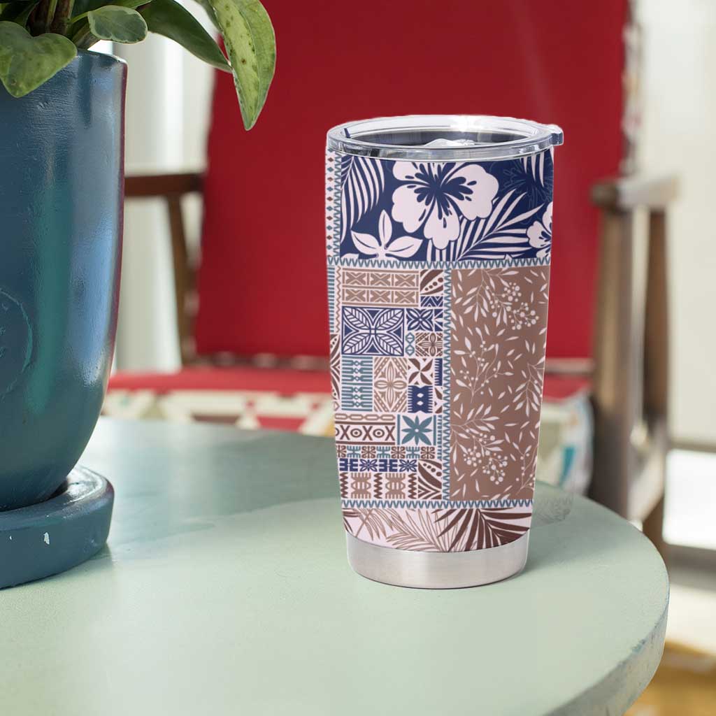 Aloha Hawaii Pastel Christmas Patchwork Tumbler Cup Rustic Style - Polynesian Pride