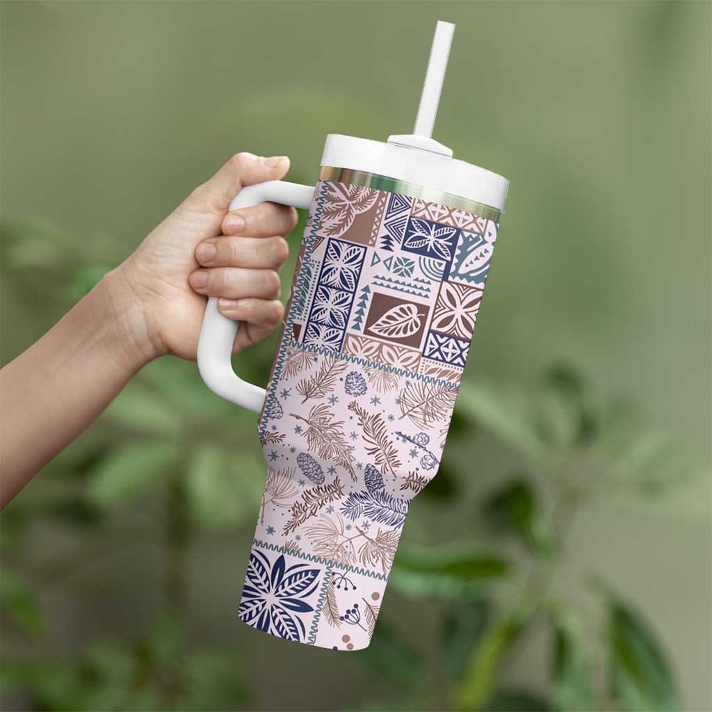 Aloha Hawaii Pastel Christmas Patchwork Tumbler With Handle Rustic Style - Polynesian Pride