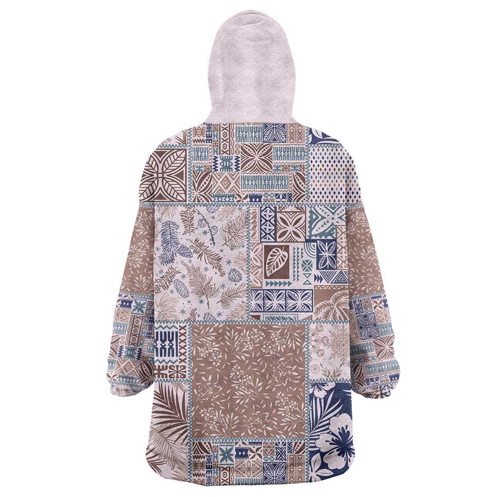 Aloha Hawaii Pastel Christmas Patchwork Wearable Blanket Hoodie Rustic Style - Polynesian Pride