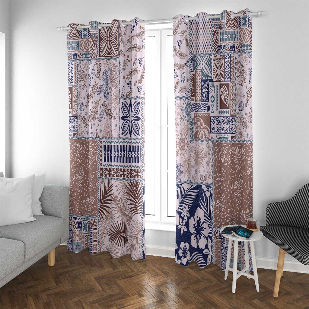 Aloha Hawaii Pastel Christmas Patchwork Window Curtain Rustic Style LT7 With Grommets Beige - Polynesian Pride