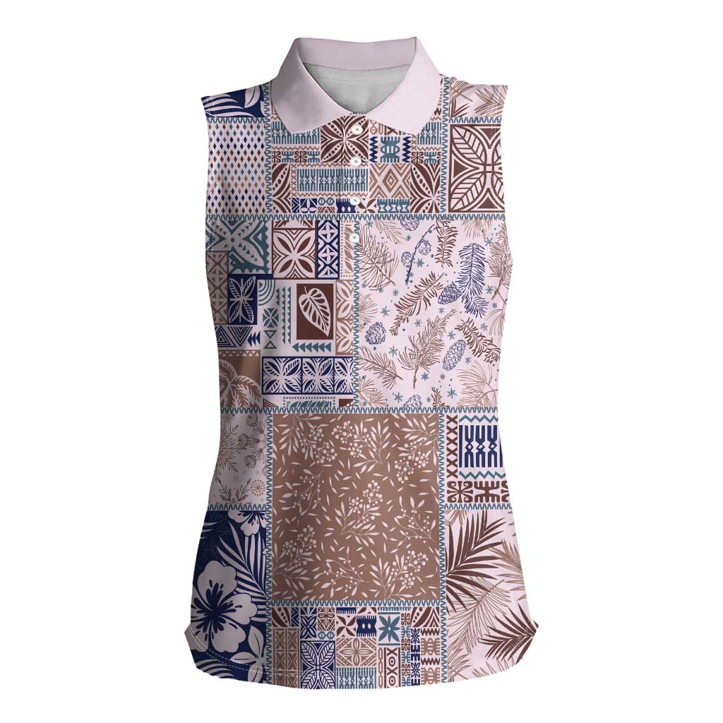 Aloha Hawaii Pastel Christmas Patchwork Women Sleeveless Polo Shirt Rustic Style - Polynesian Pride