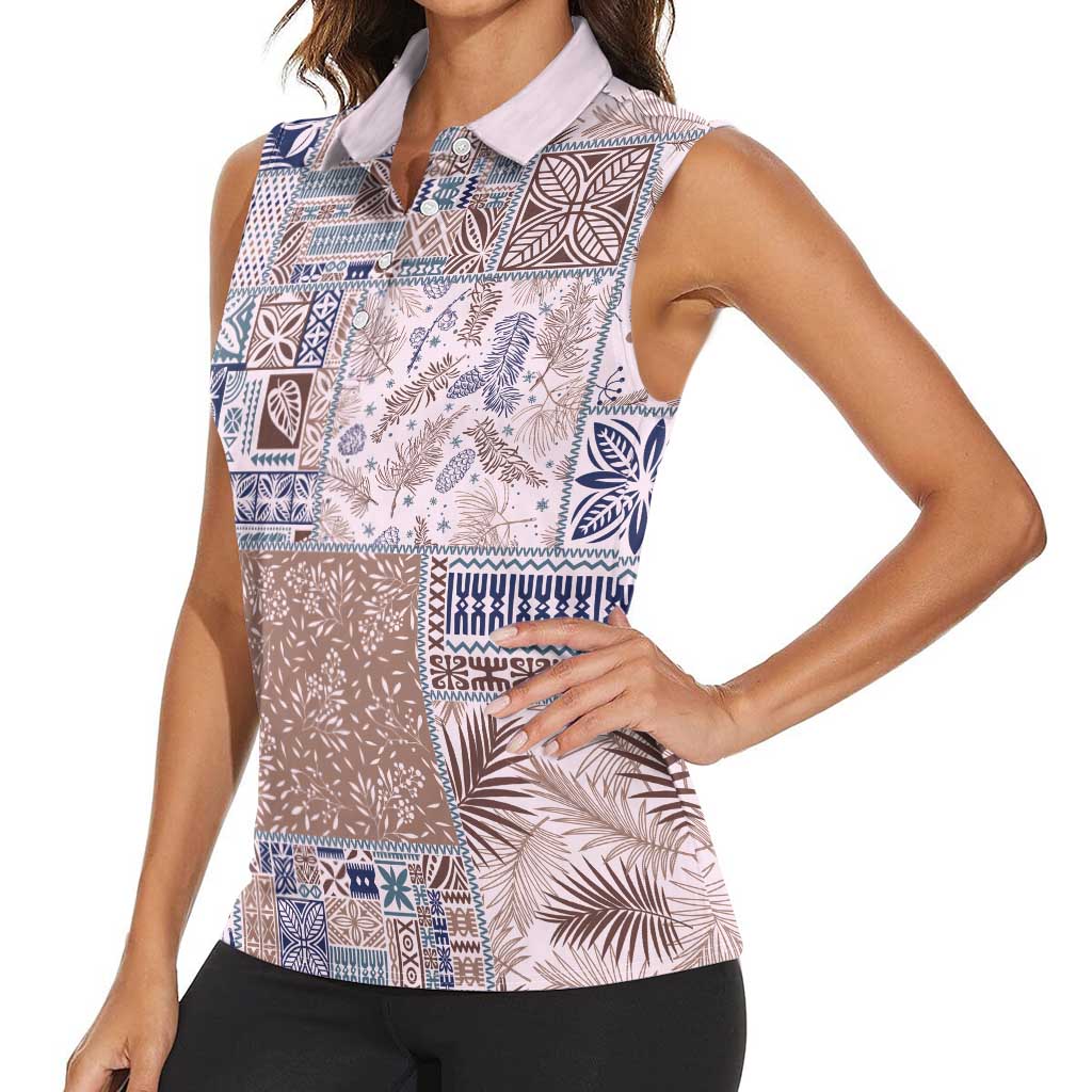 Aloha Hawaii Pastel Christmas Patchwork Women Sleeveless Polo Shirt Rustic Style - Polynesian Pride