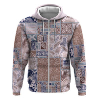Aloha Hawaii Pastel Christmas Patchwork Zip Hoodie Rustic Style - Polynesian Pride