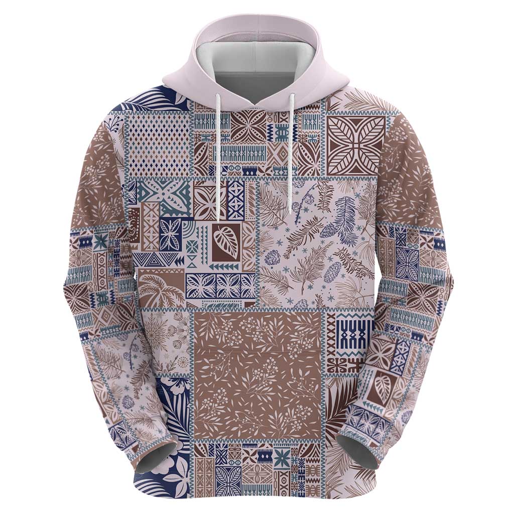 Aloha Hawaii Pastel Christmas Patchwork Zip Hoodie Rustic Style - Polynesian Pride