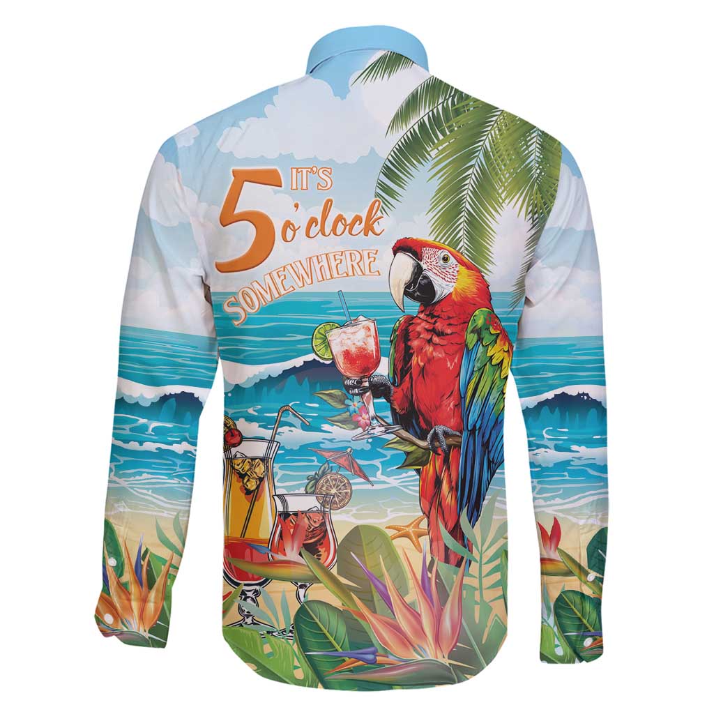 Aloha Hawaii Christmas Family Matching Long Sleeve Bodycon Dress and Hawaiian Shirt It's 5 o'clock Somewhere