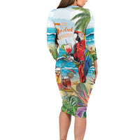 Aloha Hawaii Christmas Long Sleeve Bodycon Dress It's 5 o'clock Somewhere