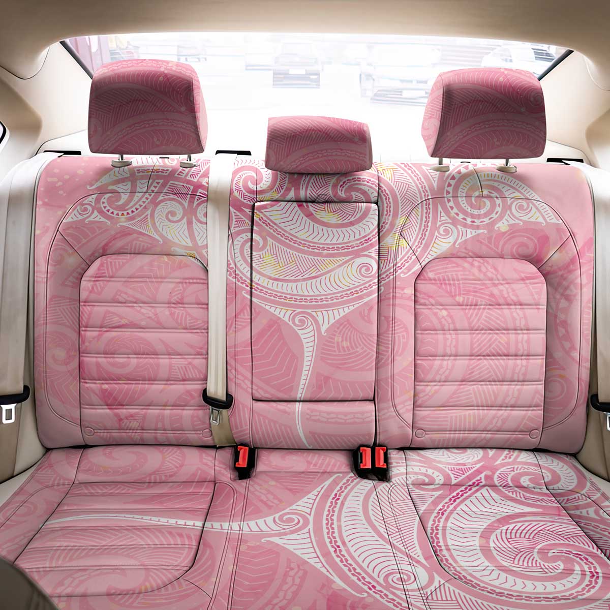 Breast Cancer Awareness Maori Aotearoa Back Car Seat Cover Manta Ray - Pink Glaze - Polynesian Pride