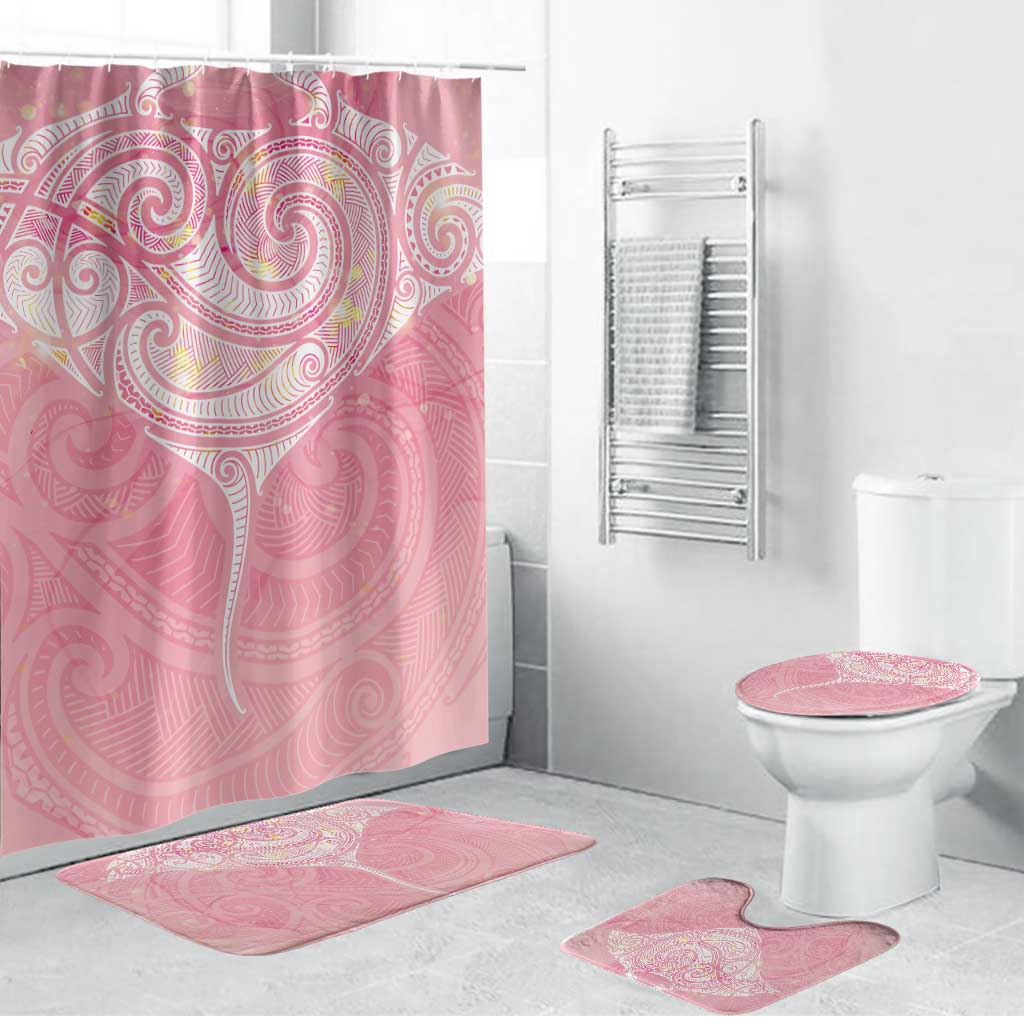 Breast Cancer Awareness Maori Aotearoa Bathroom Set Manta Ray - Pink Glaze - Polynesian Pride