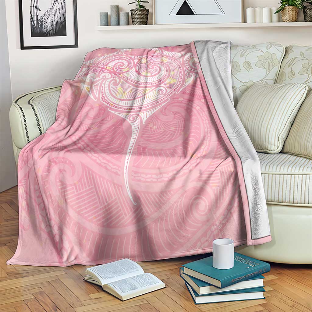 Breast Cancer Awareness Maori Aotearoa Blanket Manta Ray - Pink Glaze LT7 Pink - Polynesian Pride