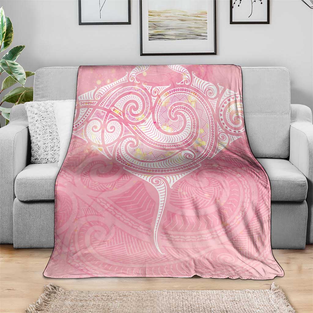 Breast Cancer Awareness Maori Aotearoa Blanket Manta Ray - Pink Glaze LT7 - Polynesian Pride