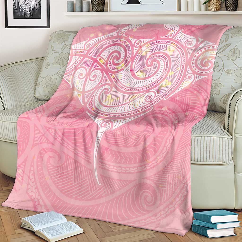 Breast Cancer Awareness Maori Aotearoa Blanket Manta Ray - Pink Glaze LT7 - Polynesian Pride