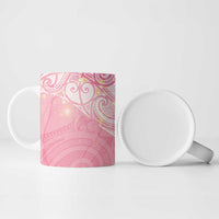 Breast Cancer Awareness Maori Aotearoa Ceramic Mug Manta Ray - Pink Glaze - Polynesian Pride