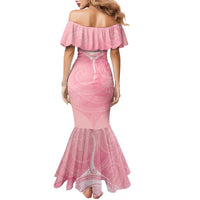 Breast Cancer Awareness Maori Aotearoa Family Matching Mermaid Dress and Hawaiian Shirt Manta Ray - Pink Glaze - Polynesian Pride