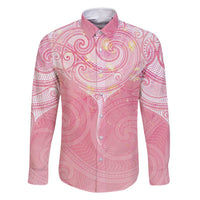 Breast Cancer Awareness Maori Aotearoa Family Matching Off Shoulder Short Dress and Hawaiian Shirt Manta Ray - Pink Glaze - Polynesian Pride