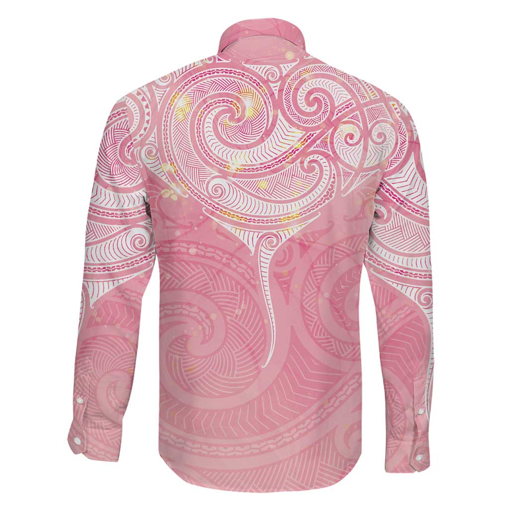 Breast Cancer Awareness Maori Aotearoa Family Matching Puletasi and Hawaiian Shirt Manta Ray - Pink Glaze LT7 - Polynesian Pride