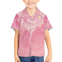 Breast Cancer Awareness Maori Aotearoa Family Matching Puletasi and Hawaiian Shirt Manta Ray - Pink Glaze LT7 - Polynesian Pride