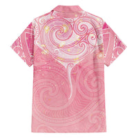 Breast Cancer Awareness Maori Aotearoa Family Matching Short Sleeve Bodycon Dress and Hawaiian Shirt Manta Ray - Pink Glaze LT7 - Polynesian Pride