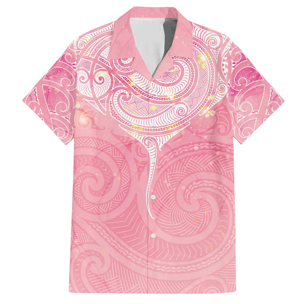 Breast Cancer Awareness Maori Aotearoa Family Matching Summer Maxi Dress and Hawaiian Shirt Manta Ray - Pink Glaze - Polynesian Pride