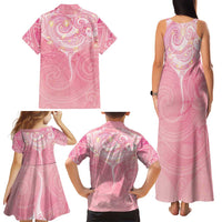 Breast Cancer Awareness Maori Aotearoa Family Matching Tank Maxi Dress and Hawaiian Shirt Manta Ray - Pink Glaze LT7 - Polynesian Pride
