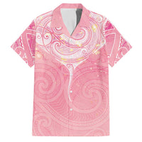Breast Cancer Awareness Maori Aotearoa Family Matching Tank Maxi Dress and Hawaiian Shirt Manta Ray - Pink Glaze LT7 Dad's Shirt - Short Sleeve Pink - Polynesian Pride