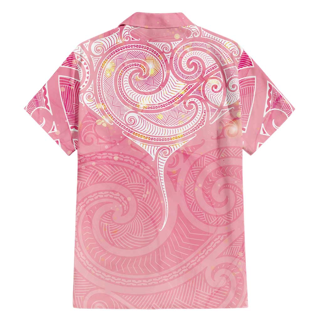 Breast Cancer Awareness Maori Aotearoa Family Matching Tank Maxi Dress and Hawaiian Shirt Manta Ray - Pink Glaze LT7 - Polynesian Pride