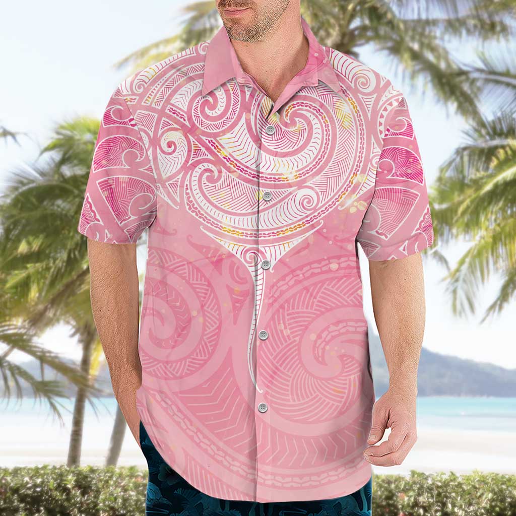 Breast Cancer Awareness Maori Aotearoa Hawaiian Shirt Manta Ray - Pink Glaze - Polynesian Pride