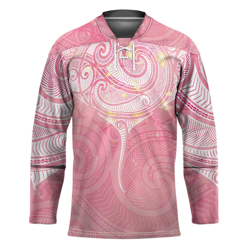 Breast Cancer Awareness Maori Aotearoa Hockey Jersey Manta Ray - Pink Glaze - Polynesian Pride