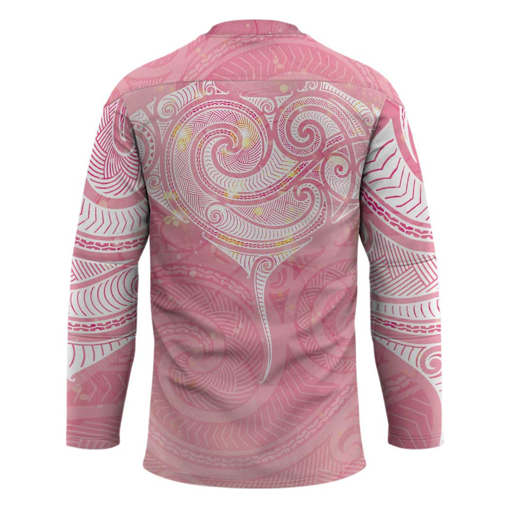 Breast Cancer Awareness Maori Aotearoa Hockey Jersey Manta Ray - Pink Glaze - Polynesian Pride