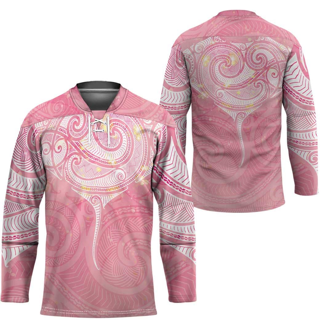 Breast Cancer Awareness Maori Aotearoa Hockey Jersey Manta Ray - Pink Glaze - Polynesian Pride