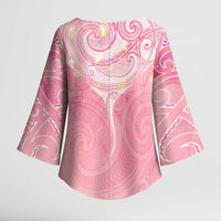Breast Cancer Awareness Maori Aotearoa Kimono Sleeve Blouse Manta Ray - Pink Glaze LT7 - Polynesian Pride