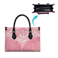 Breast Cancer Awareness Maori Aotearoa Leather Bag Manta Ray - Pink Glaze - Polynesian Pride