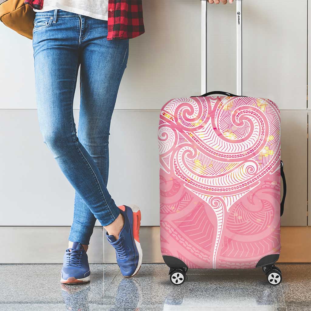 Breast Cancer Awareness Maori Aotearoa Luggage Cover Manta Ray - Pink Glaze - Polynesian Pride