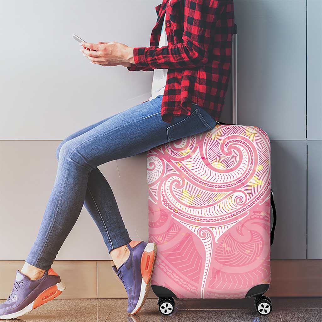 Breast Cancer Awareness Maori Aotearoa Luggage Cover Manta Ray - Pink Glaze - Polynesian Pride